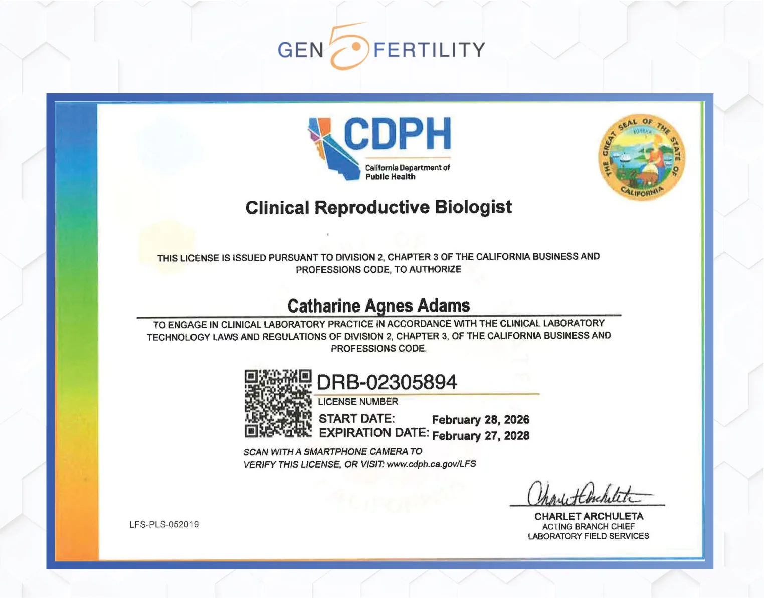 CDPH 臨床生殖生物學執照